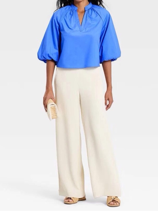Pants - Wide-Leg Jumpsuit Pants in Cream
